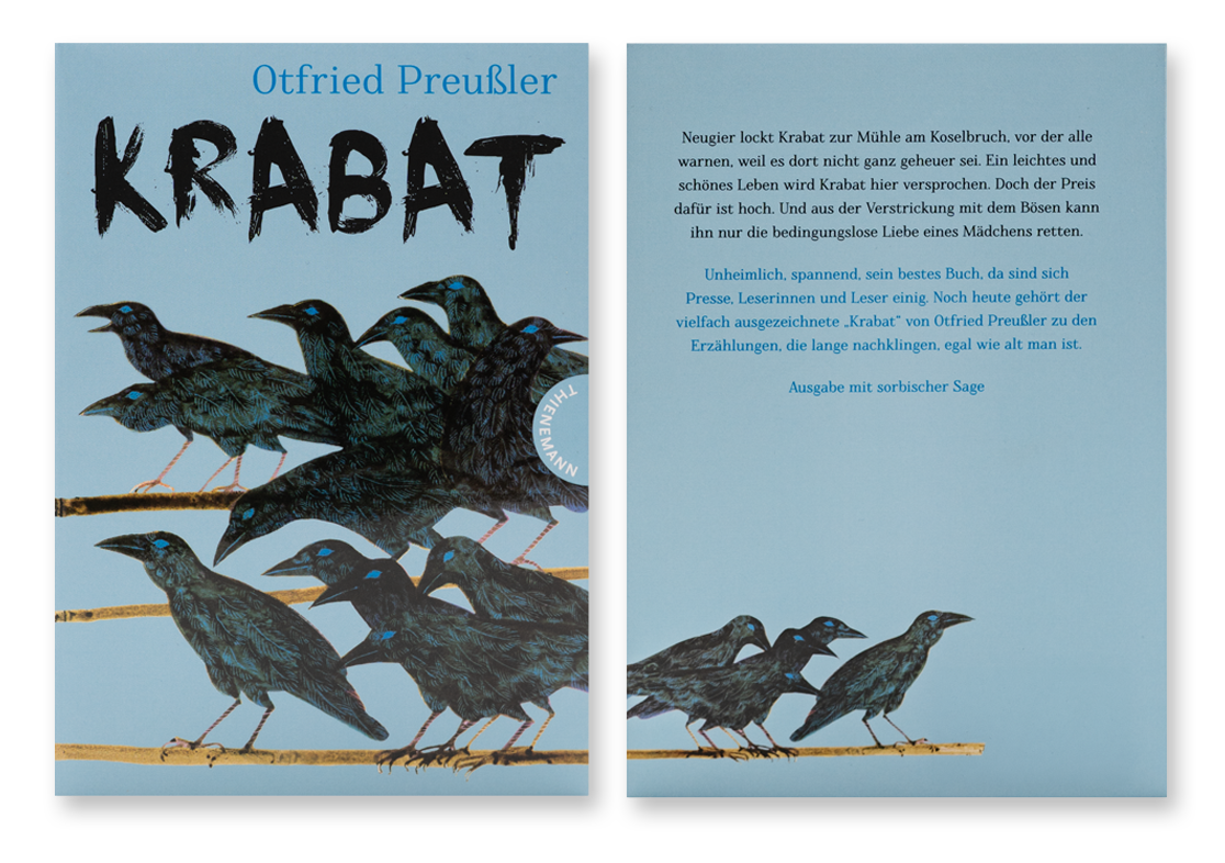 Buchcover „Krabat“ von Otfried Preußler, Vorder- und Rückseite