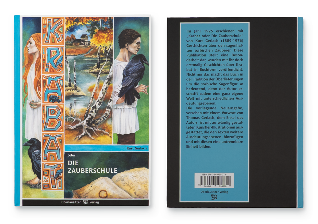 Buchcover „Krabat oder die Zauberschule“ von Kurt Gerlach, Vorder- und Rückseite