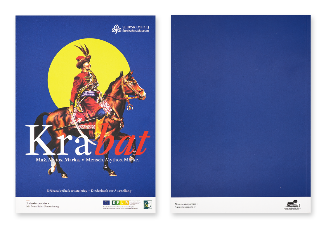 Buch „Krabat – Mensch. Mythos. Marke“ des Sorbischen Museums Bautzen mit Reiter auf dem Cover